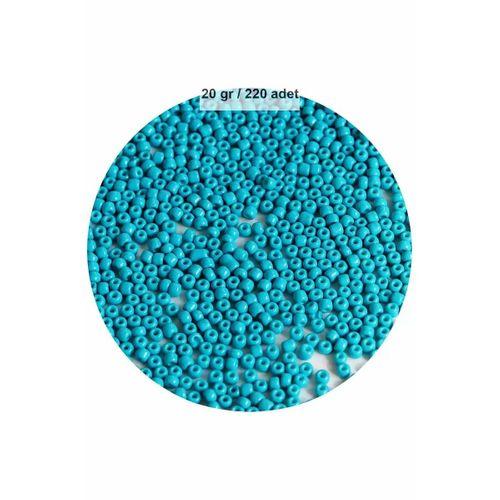 Turquaz Mavi Renk 4 mm Yaklaşık 220 adet/20 gram Cam Boncuk Oya Yazma Bileklik ve Kolye