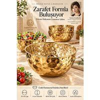 Gold Çelik Dövme Model Mutfak ve Dekorasyon Kasesi 25x14 cm 18/10 SUS 304 Paslanmaz Çelik 723761