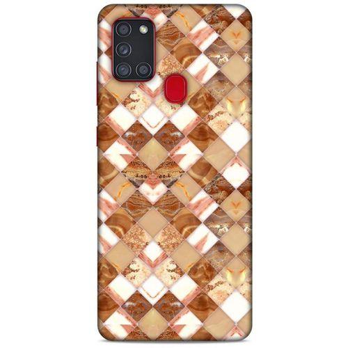 Mermer Desenli (24) Tema Darbe Emici Kılıf Kestane Samsung Galaxy A21s Kılıf