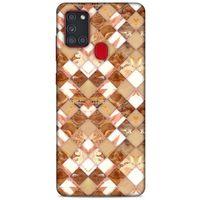 Mermer Desenli (24) Tema Darbe Emici Kılıf Kestane Samsung Galaxy A21s Kılıf