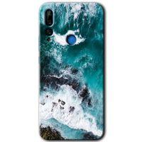 Huawei Y9 Prime 2019 Kılıf Baskılı Kapak - Deniz Kıyısı + 5D Tam Kaplayan Cam