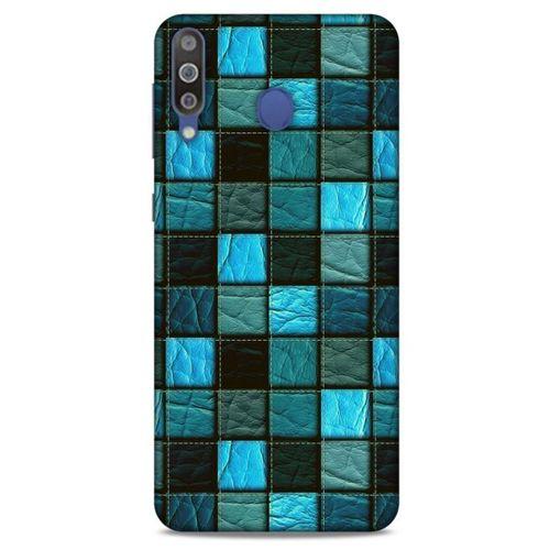 Samsung Galaxy M30 Kılıf Patchwork (27) Tasarımlı Kılıf Turkuaz Siyah