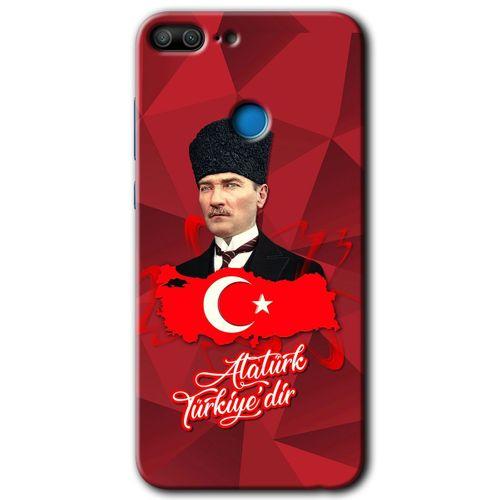 Honor 9 Lite Kılıf HD Desen Baskılı Arka Kapak + Temperli Cam - Atatürkiye