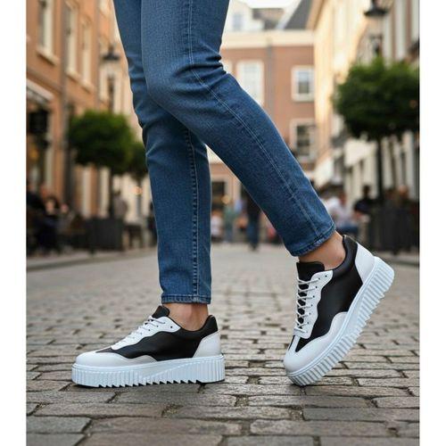 BA0802 BOA Siyah Renk Beyaz Parçalı Yüksek Taban Erkek Günlük Ayakkabı