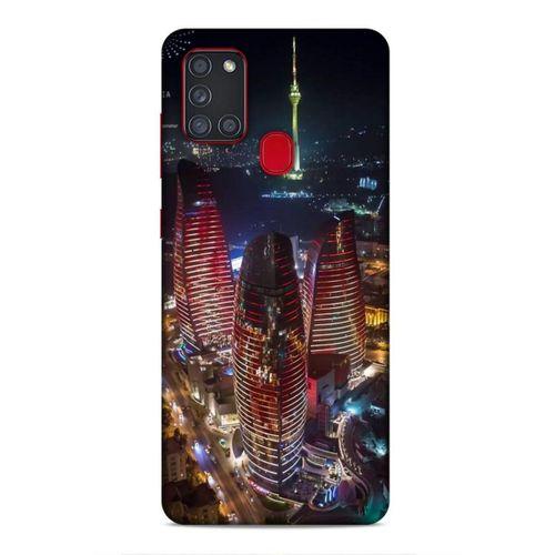 Samsung Galaxy A21s Uyumlu Kılıf Azarbaijan (33) Hybrid Kılıf Kuleler Gece