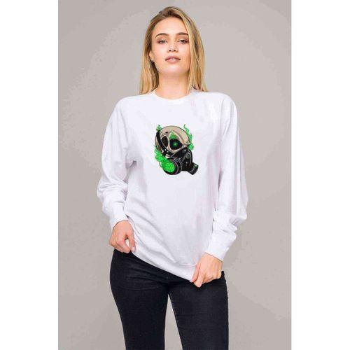 GTA V Clan Logo Baskılı Beyaz Kadın Sweatshirt