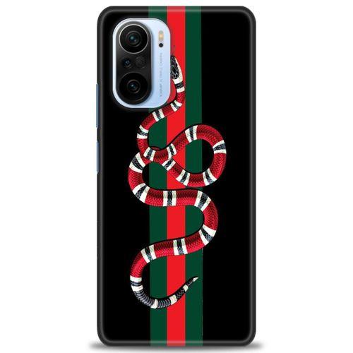 Xiaomi Redmi K40 Kılıf HD Baskılı Kılıf - Kırmızı Yeşil Yılan + Tam Ekran Koruyucu