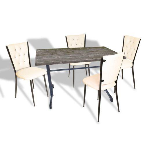 Dockers Halley - Kapitoneli Mutfak Masa Takımı - 80x140 (Werzalit, Wermodin veya Allzalit Tabla) - Old Pine-Krem