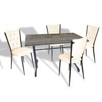 Dockers Halley - Kapitoneli Mutfak Masa Takımı - 80x140 (Werzalit, Wermodin veya Allzalit Tabla) - Old Pine-Krem