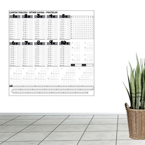Çarpım Tablosu Ezberleme Manyetik Duvar Stickerı 105 x 100 cm