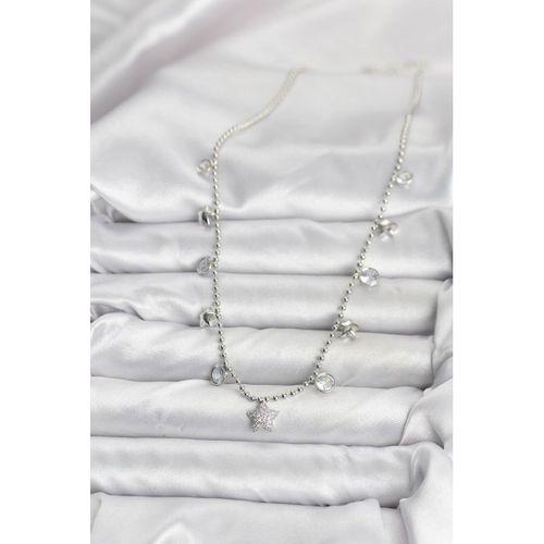 Pirinç Gümüş Renk Yıldız Model Kadın Kolye - TJ-BKO10650