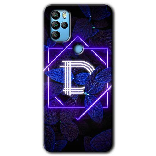 MRCİLETİSİM Omix X500 Kılıf HD Desen Baskılı Arka Kapak+Temperli Cam - Dark Neon Yaprak D Harfi