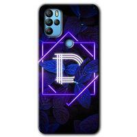 MRCİLETİSİM Omix X500 Kılıf HD Desen Baskılı Arka Kapak+Temperli Cam - Dark Neon Yaprak D Harfi