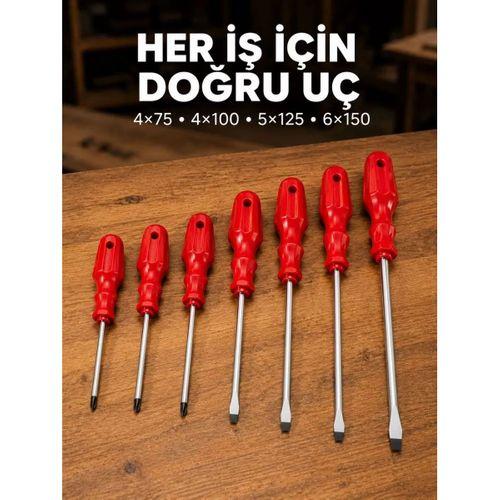 Manyetik Uçlu 7 Parça Tornavida Seti Düz Ve Yıldız Tornavida