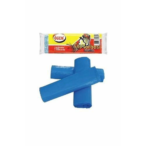 Büyük Boy Çöp Torbası 65 x 80 cm 10 Lu Rulo x 1 Paket = 10 Adet (Mavi)