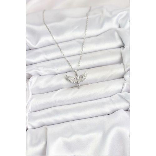 316L Çelik Zincir Gümüş Renk Melek Model Kadın Kolye