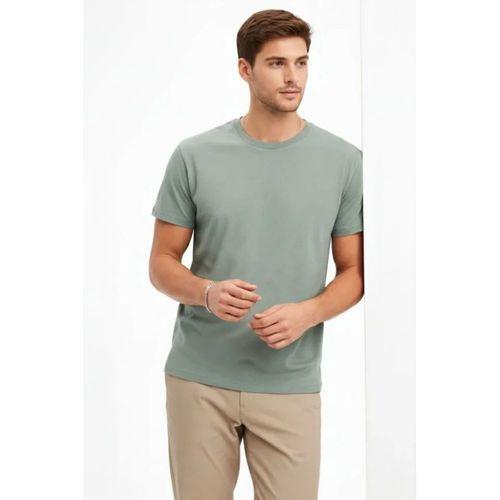 Erkek Bisiklet Yaka Tişört Regular Kalıp Basic Pamuklu Günlük Kullanım T-shirt - Mint Yeşili