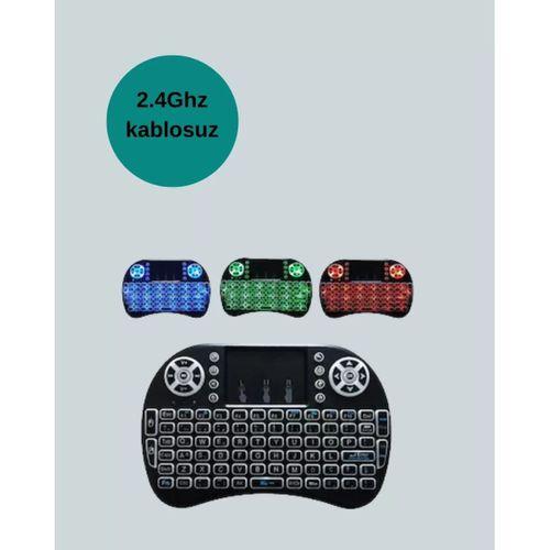 Işıklı Kablosuz Mini Klavye – 2.4 Ghz, Dokunmatik Mouse Özellikli
