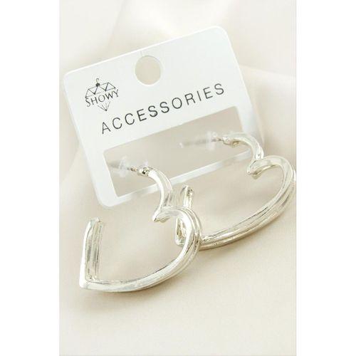 Kalp Çift Sıra Metal Küpe