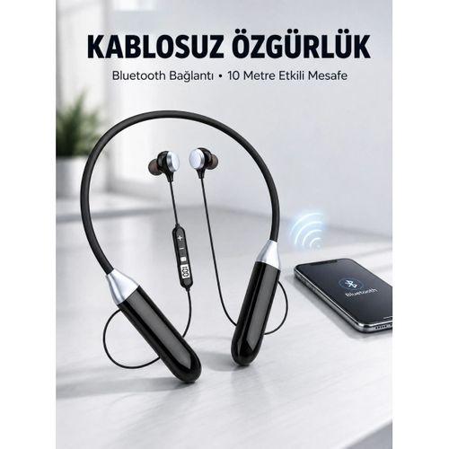 Mikrofonlu Boyun Bantlı Bluetooth Kulaklık Kablosuz Bağlantılı Ses Ve Müzik Kontrollü Kulak İçi Kulaklık