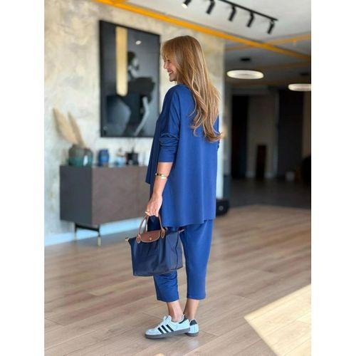 Kadın Iki Iplik Viskon Pamuk Kumaş Arma Detaylı Ikili Takım