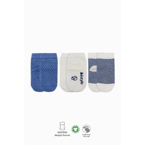 Puanlı Kaymaz Penye Soket Çorap 3’lü İndigo, Yumuşak ve Esnek Çorap