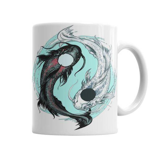Koi Balığı Yin ve Yang Kupa Bardak Porselen