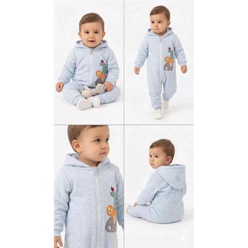 3/12 Ay Nakışlı Kapşonlu Bebek Tulumu