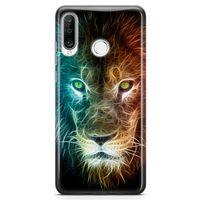 Huawei P30 Lite Kılıf Neon Aslan Arka Kapak Koruma Desenli Full Koruyucu