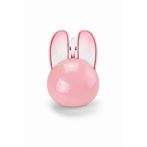 Tavşan Figürlü Kablosuz Mouse Pil Dahil Etiket Hediyeli Pembe