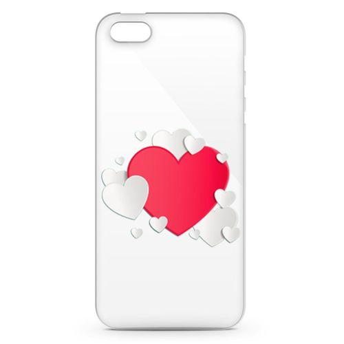 Apple iPhone 5 Kılıf Üç Boyutlu Kalpler Arka Kapak Koruma Desenli Full Koruyucu