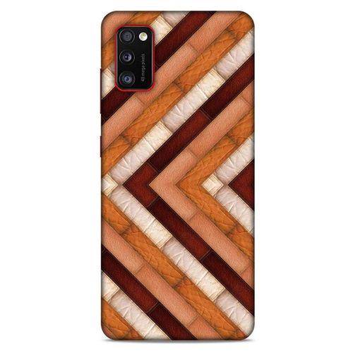 Samsung Galaxy A41 Kılıf Patchwork (40) Fit Silikon Kılıf Kahverengi Beyaz