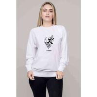 Skull Lockscreen Tumblr Rose I Tred Baskılı Beyaz Kadın Sweatshirt