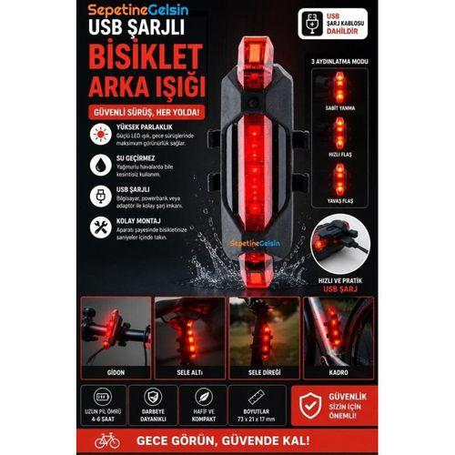 Sepetinegelsin Usb Şarj Edilebilir Bisiklet Ledli Arka Stop Lamba