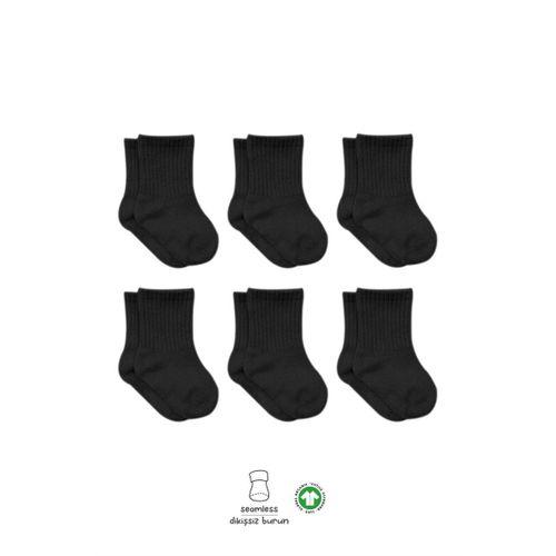 Bistyle 6lı Penye Düz Soket Çorap BS6008 Siyah