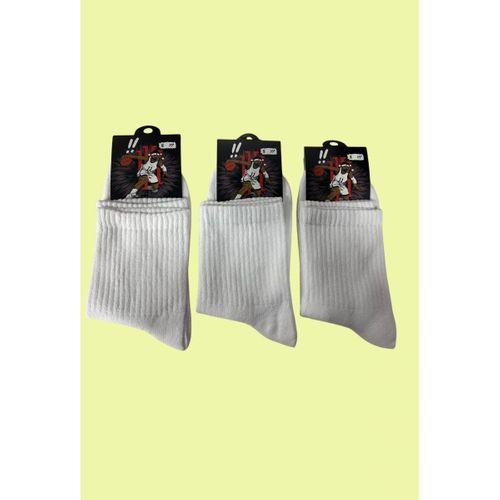 Yalıncak Uzun Konç Kolej Çorap  Beyaz Desensiz 6 Adet