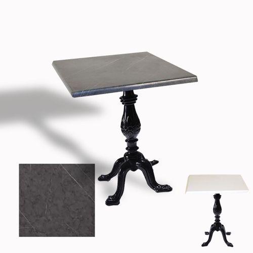 Dockers Çipa 1001 Döküm Ayak Kare Masa 80X80 cm - (Werzalit, Wermodin ve Allzalit Tabla) - Grey Marble