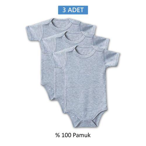 Gri Yarım Kol Body Zıbın 2-7 YAŞ Çocuklar İçin (3 ADET) Alttan Çıtçıtlı Özel Gereksinimli