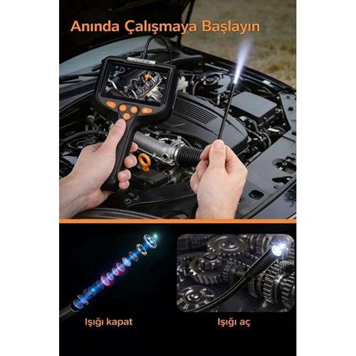 Monitörlü Tek Kameralı 5 Mt Sert Kablo Yılan Endoskop Kamera 5,5 Mm 4.3 Inc Ekran Ip67 Su Geçirmez