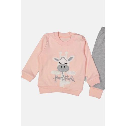 Zürafa Nakışlı % 100 Pamuk Kız Bebek Takımı