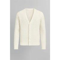 Nopenli Fitil Örgü Düğmeli Hırka - Taş