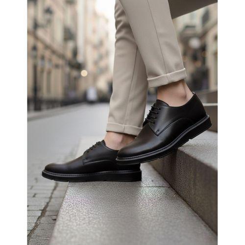 BA0003 Bağcıklı Klasik Siyah Yüksek Siyah Taban Casual Erkek Ayakkabı