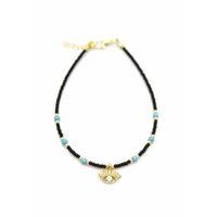 Boncuklu Göz Halhal - Siyah