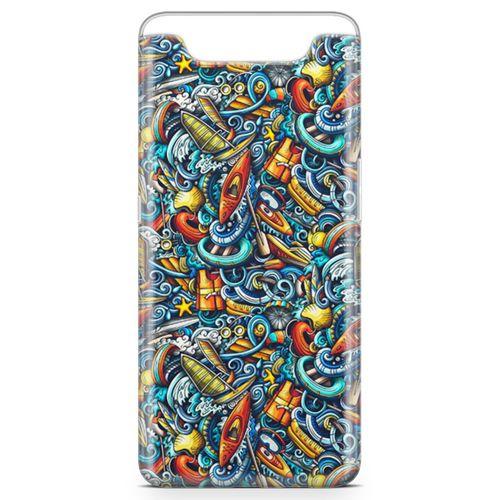 Samsung Galaxy A80 Kılıf Deniz Sporları Doodle Arka Kapak Koruma Desenli Full Koruyucu
