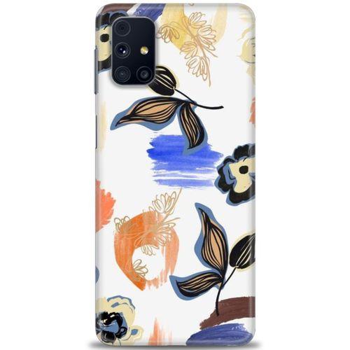 Samsung Galaxy M31S Kılıf HD Baskılı Kılıf - Mavi Yapraklar + Tam Ekran Koruyucu