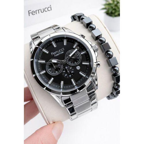 Ferrucci İç Fonksiyonları Aktif 30mt Suya Dayanıklı Çelik Kordon + Bileklik Hediyeli Erkek Kol Saati VS.BLKT.0960