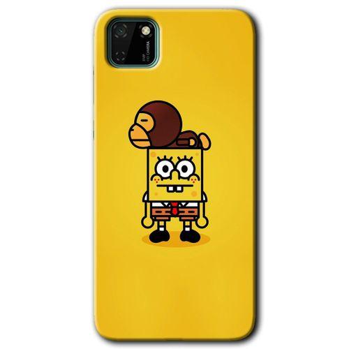 MRCİLETİSİM Huawei Y5P Kılıf HD Desen Baskılı Arka Kapak + Temperli Cam - Sünger Bob