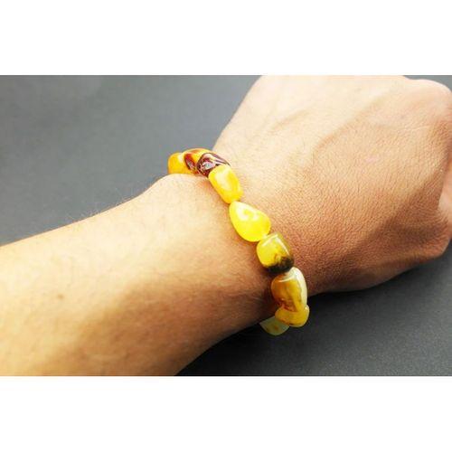 Fosilli Doğal Kesim Damla Kehribar Yetişkin Bileklik