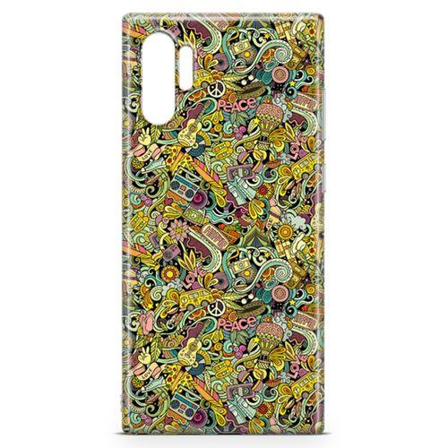Samsung Galaxy Note 10 Plus Kılıf Hippie Doodle Arka Kapak Koruma Desenli Full Koruyucu