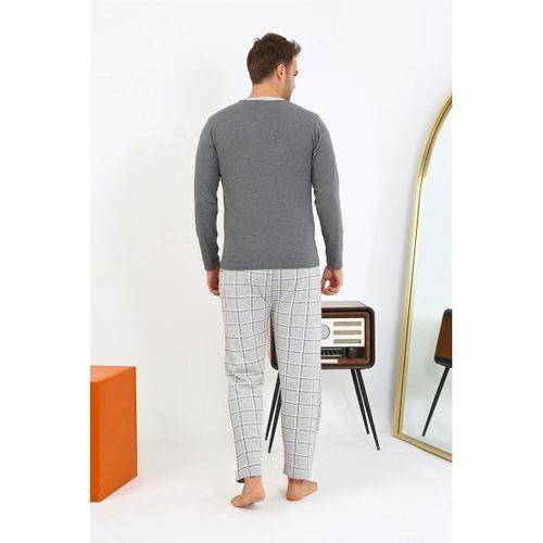 Erkek Uzun Kol Penye Antrasit Pijama Takımı